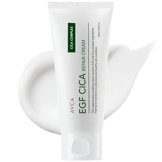 AVCA EGF Cica Repair Cream 100 mL (3.38 fl oz) – Fragrance-Free Moisturizer for Sensitive Skin with Centella & Aloe, Fast-Absorbing, Dermatologist-Tested, K-Beauty