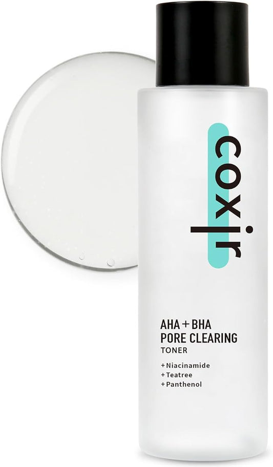 coxir AHA + BHA Pore Clearing Toner l All Skin Types, Purifying, AHA, BHA, Daily Pore Care,k Beauty Skincare,Korean Skincare[150ml,5.07fl.oz]