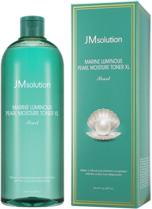 JMsolution Marine Luminous Pearl Moisture Toner XL (20.3 fl.oz.) | Deep Hydration & Radiance Care | 3-Layer Hyaluronic Acid & Pearl Extract | Large Size Face Toner | K-Beauty