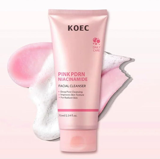KOEC Pink PDRN Niacinamide Facial Cleanser, Deep Pore Cleansing for Radiant Skin, Daily Care Formula, 75ml/2.54 fl.oz