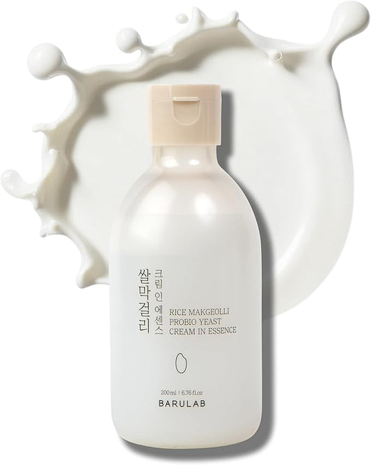 Barulab Rice Cream Milky Skin Essence Toner for Glowing Dewy Skin – Hydrating Korean Skincare with Rice Extract, Niacinamide, Ceramides, Panthenol, Lactobacillus Cruelty-Free 6.7 Fl Oz
