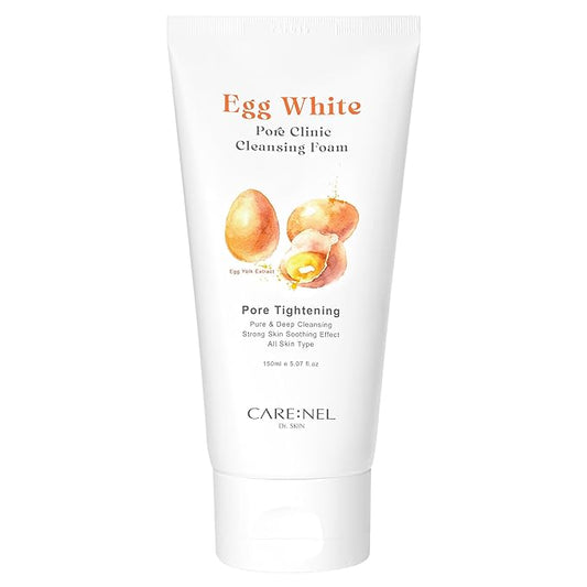 Korean Face Wash Foaming Facial Cleanser - Egg White Pore Clinic - K Beauty Skin Care Clean & Clear wipes Oil Moisturizer - Acne Cleaning Treatment for sensitive oily for Women, men