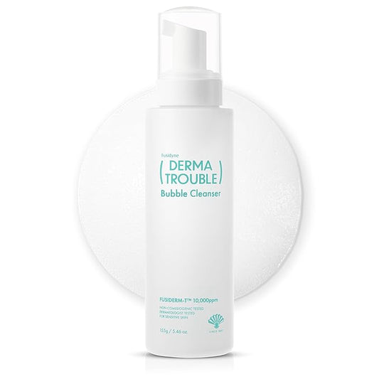 Derma Trouble Bubble Cleanser (5.46 fl oz) Non-Comedogenic BHA Low-pH Mild Micro Foaming Cleanser for Sensitive Skin with Sebum-Control Complex for Bumpy Skin, Blackheads, Whiteheads