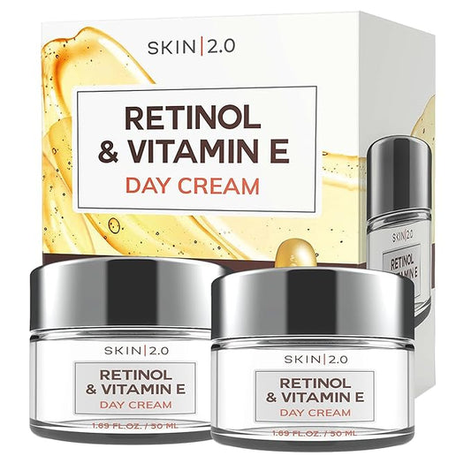 Retinol & Vitamin E Face Moisturizer - Dermatologist Tested, Hydrating, Restores Sun-Damaged Skin, Anti-Aging - Reduces Acne Scars, Clean Beauty, Cruelty-Free Korean Skincare - Duo Pack