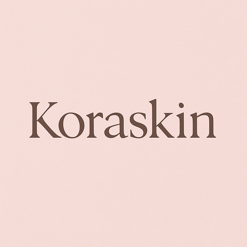 Koraskin soft pastel minimalist logo design in a light pink background
