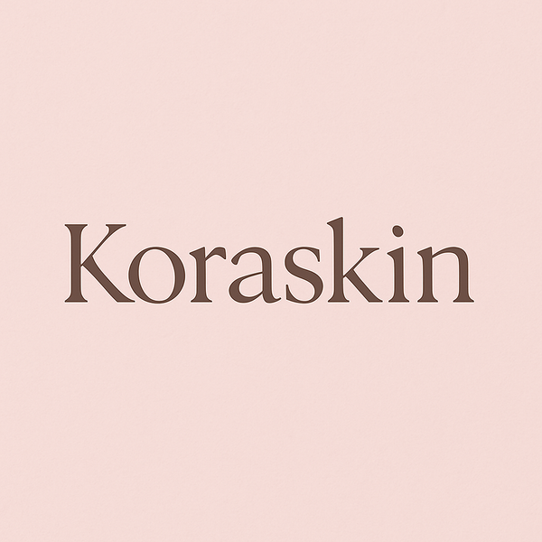 Koraskin soft pastel minimalist logo design in a light pink background
